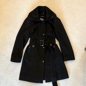 Calvin Klein winter black coat.  Belted. Size 10.